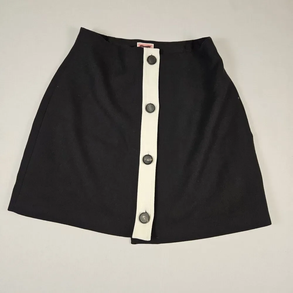 Kate Spade Mainline Colorblock Mini Skirt Size 10 Black A-Line Designer Clueless